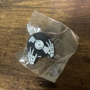 Skeleton Hands Vinyl Record Pin
